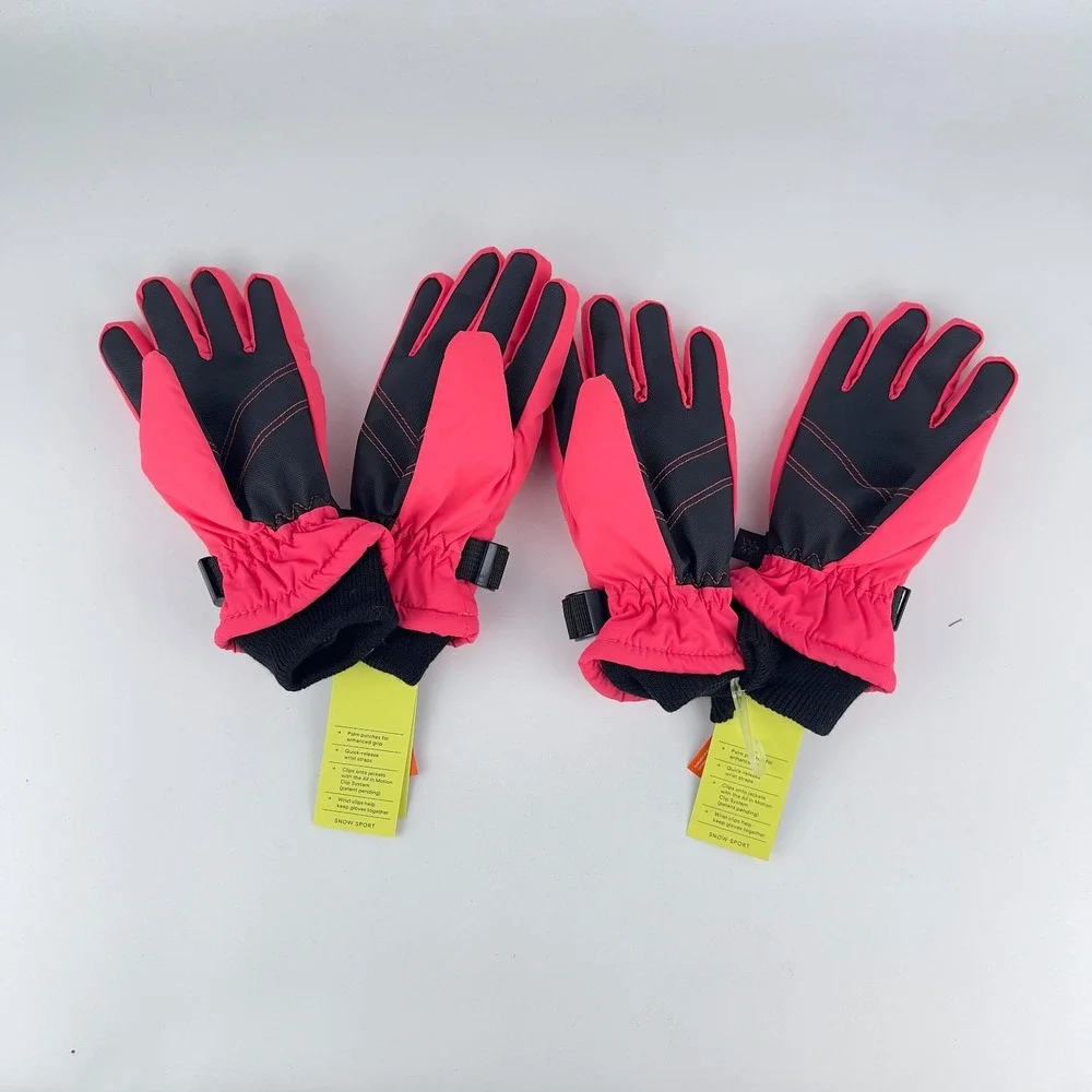 Pair of 2 All in Motion Ski‎ Gloves Unisex 4-7 Pink Zipper Insulated Snow Sports
